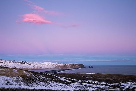 Panoramic view from Dyrhólaey on sunset, Iceland