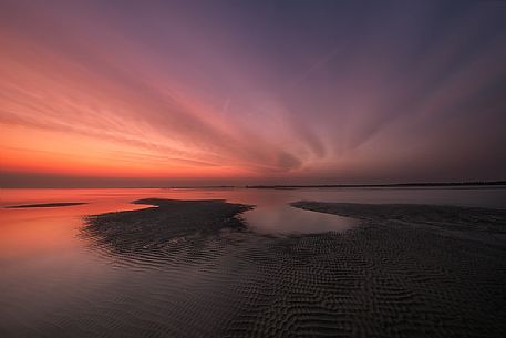 Sunset on Punta Sdoba lagoon, Grado, Adriatic coast, Friuli Venezia Giulia, Italy

