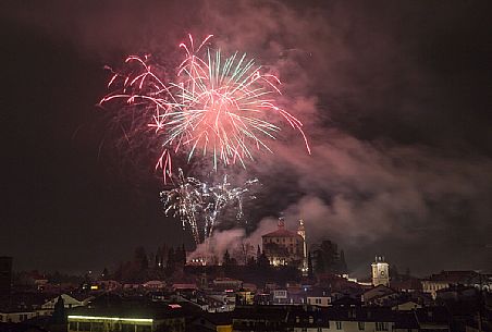 New year's fireworks from Udine Castle, Friuli Venezia Giulia, Italy