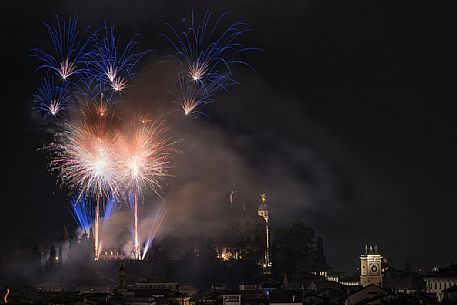 New year's fireworks from Udine Castle, Friuli Venezia Giulia, Italy