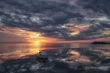 Sunset time over Grado lagoon, Friuli Venezia Giulia, Italy, Europe