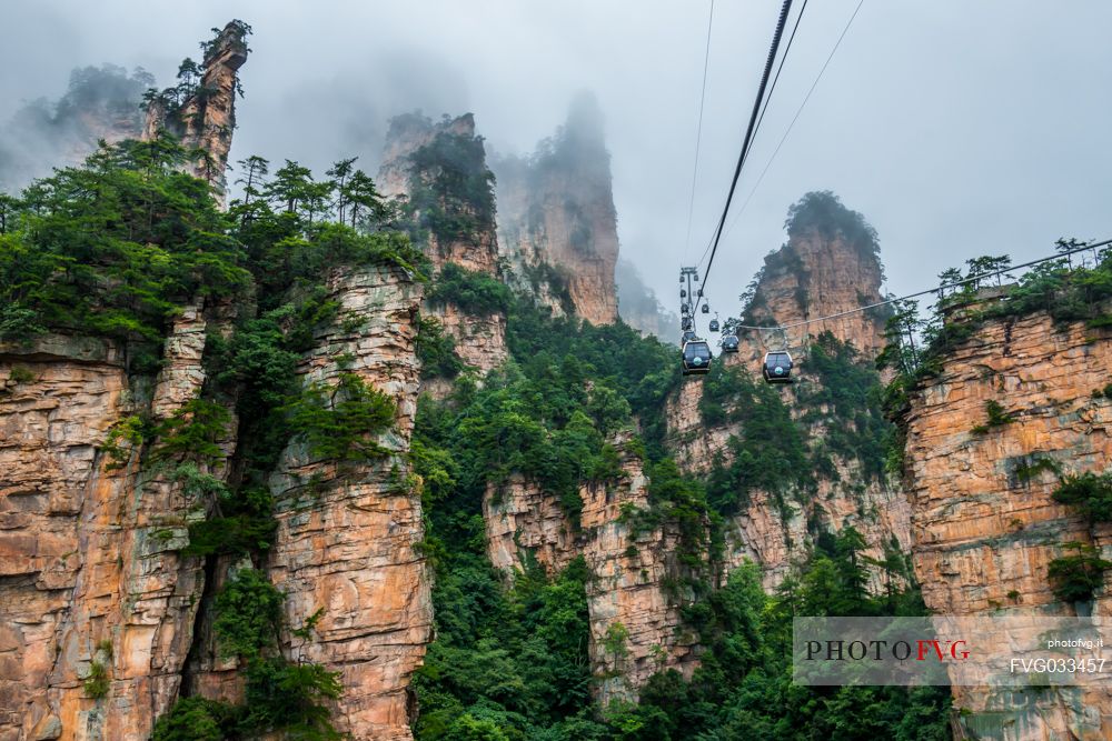 Cableway in the Zhangjiajie National Forest Park, Hunan, China