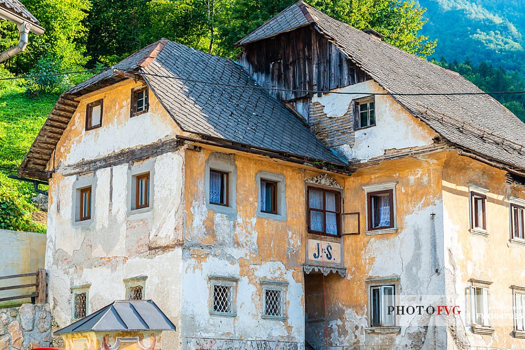 Detail of traditional house in the Kropa village, Radovljica, Slovenia, Europe
