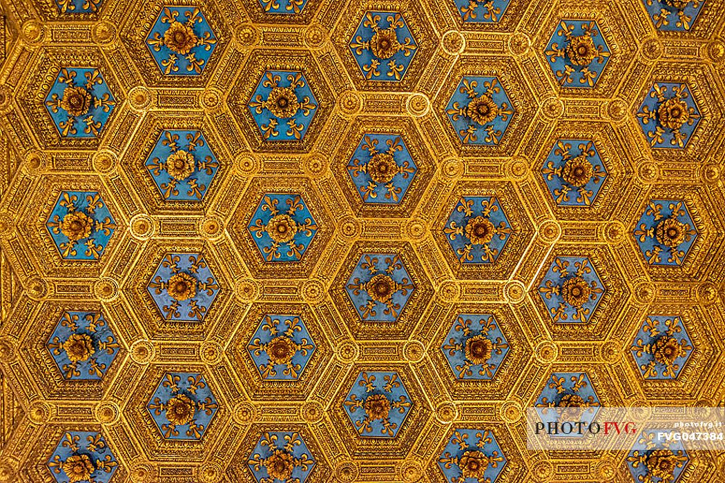 Ceiling of Sala dei Gigli, Palazzo Vecchio, Piazza della Signoria, Florence, Tuscany, Italy, Europe