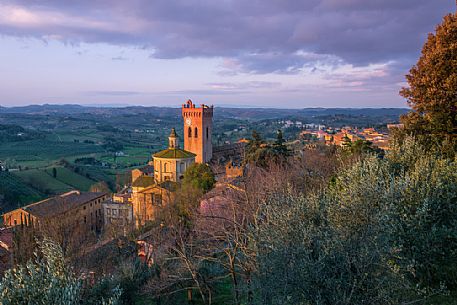 Tower of Matilde or Torre Matilde at sunrise, San Miniato, Tuscany, Italy