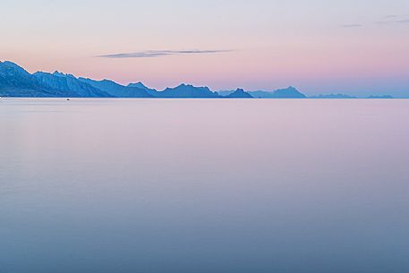 Sunset on the sea of Reine, Lofoten Islands, Norway