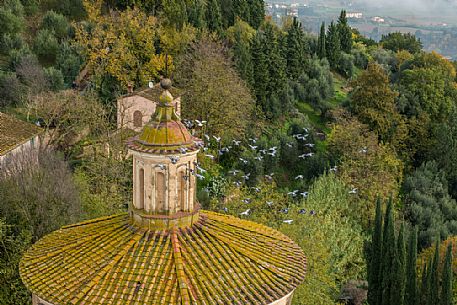 Old belfry of church in San Miniato, Tuscany, Italy