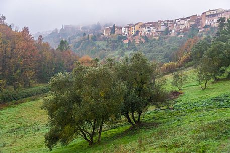Foggy autumn on the hills of San Miniato, Tuscany, Italy