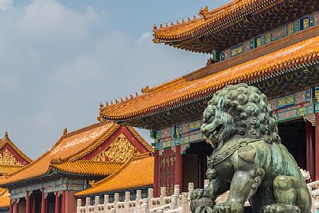 Detail of Gate of the Supreme Harmony, Forbidden city, Beijing, China