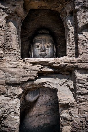 The beautiful ancient remains of Buddha Statue in Yungang Grottoes, Datong, Shanxi Province, China