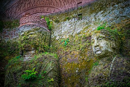 Sculptures in Leshan Giant Buddha Park, Sichuan, China