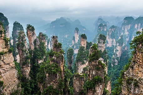 Hallelujah mountains or Avatar mountains in the Zhangjiajie National Forest Park, Hunan, China