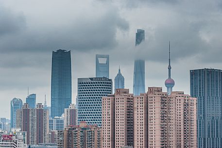 Shanghai city with Lujiazui Financial District skyline, China