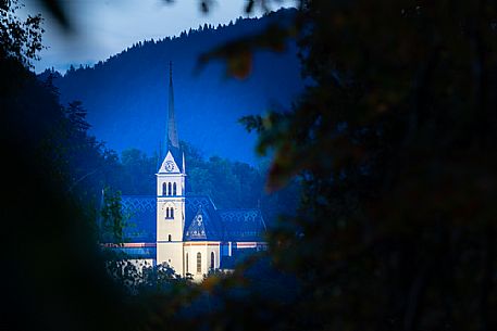 St. Martin's Parish Church at twilight, Bled, Slovenia, Europe
