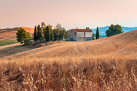 Summer typical Tuscan landscape near Volterra, Tuscany, Italy, Europe