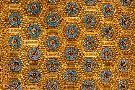 Ceiling of Sala dei Gigli, Palazzo Vecchio, Piazza della Signoria, Florence, Tuscany, Italy, Europe
