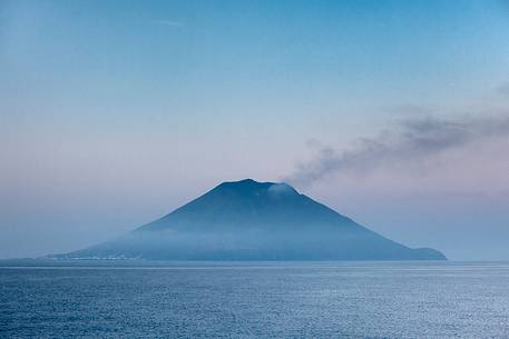 The Island of Stromboli, in the early morning, from the ferry boat.