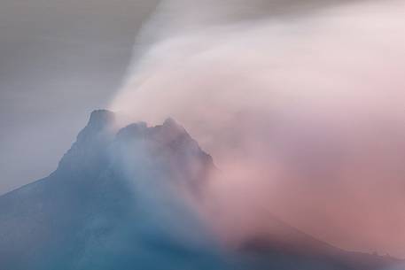 Smoke comes out from a volcanic cone